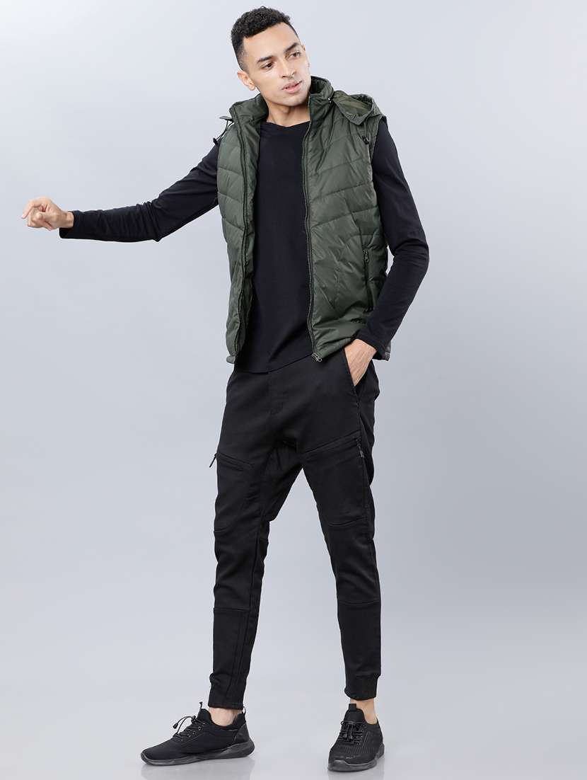 men solid sleeveless regular fit puffer jacket - 22499613 -  Standard Image - 5