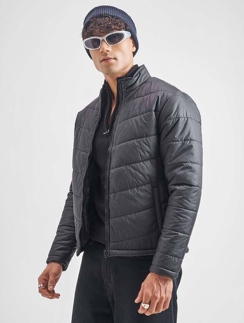 men solid long sleeve regular fit puffer jacket - 22499618 -  Standard Image - 3