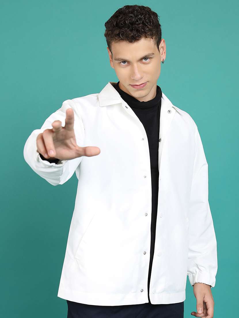 men solid long sleeve regular fit jacket