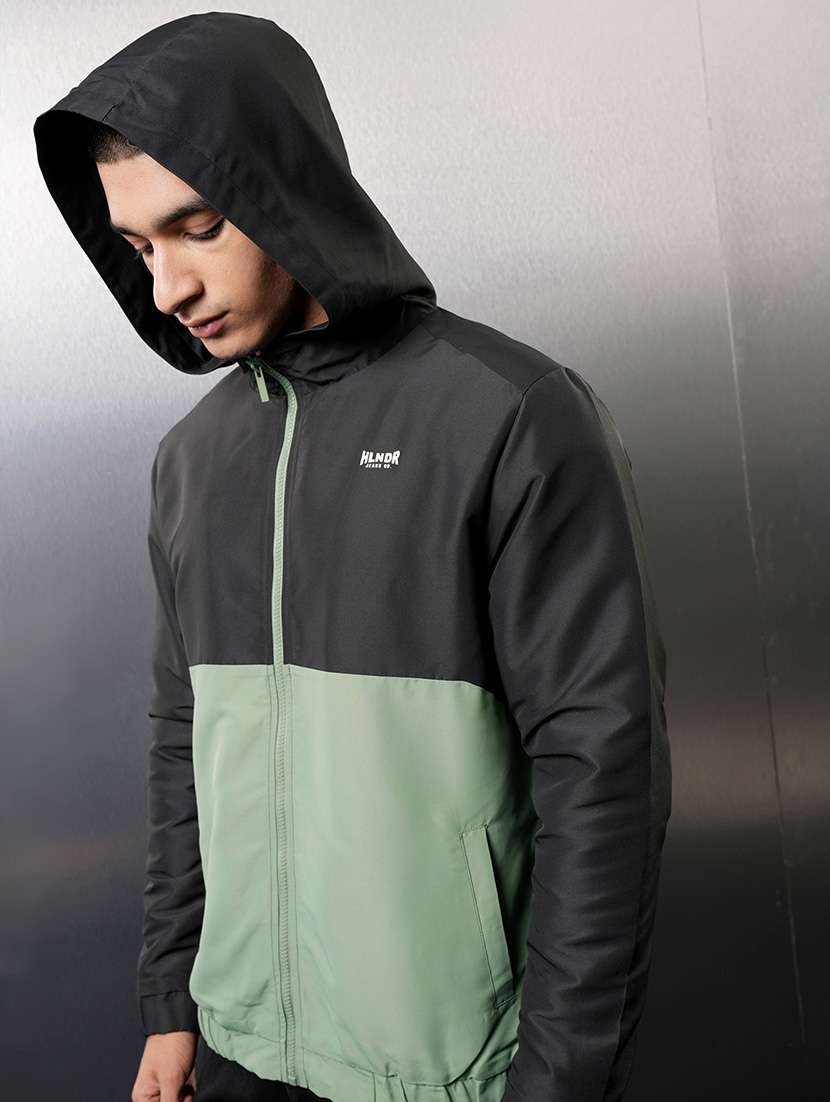 men color block long sleeve bomber jacket