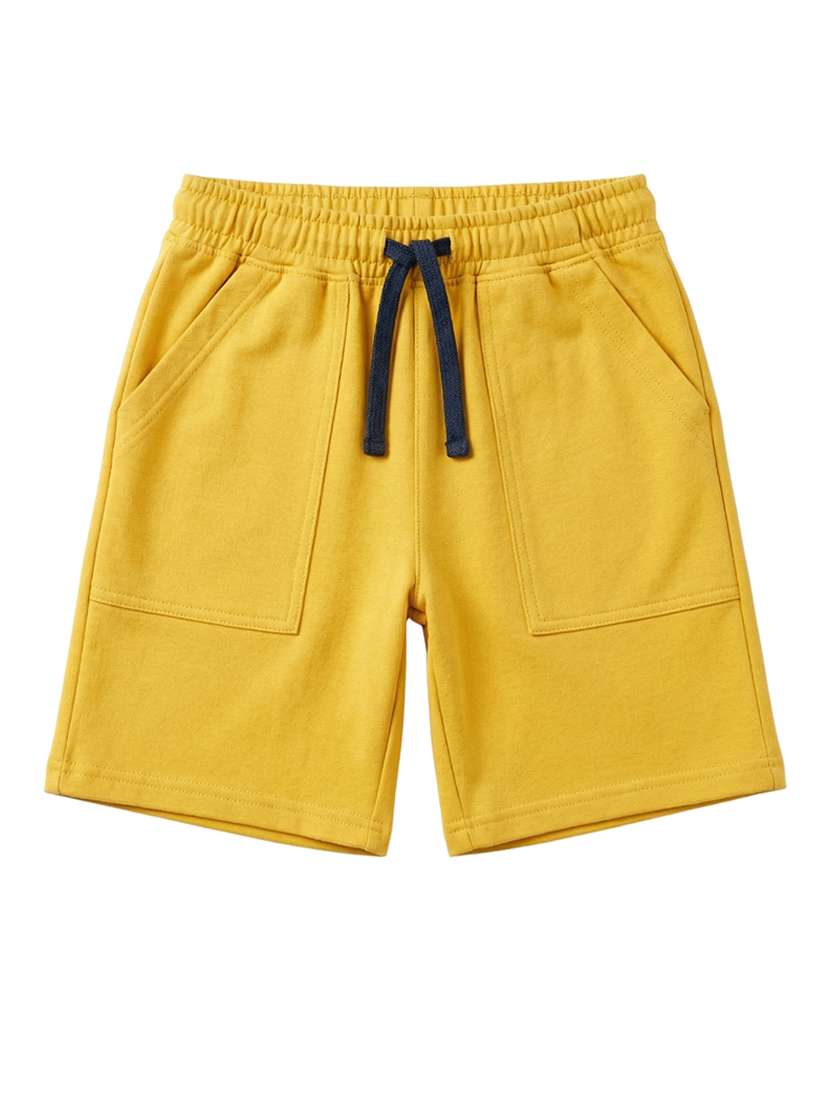 boys solid elastic waist casual shorts