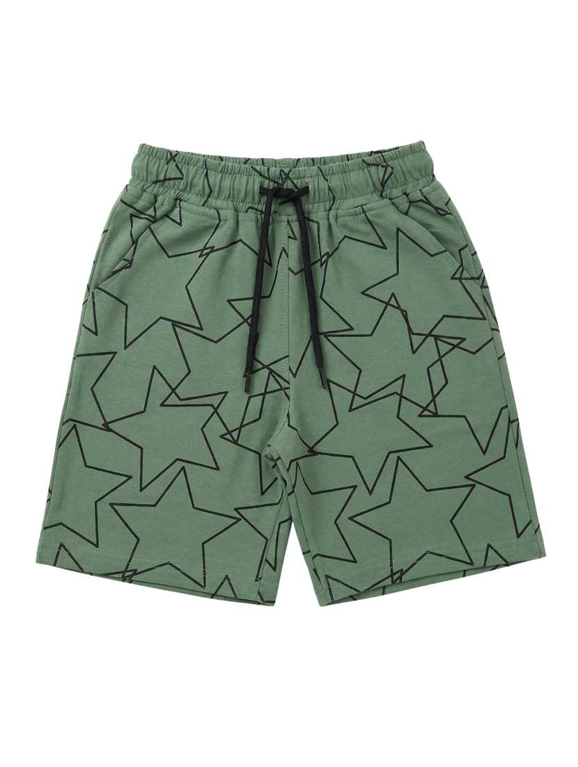 boys printed elastic waist regular fit shorts