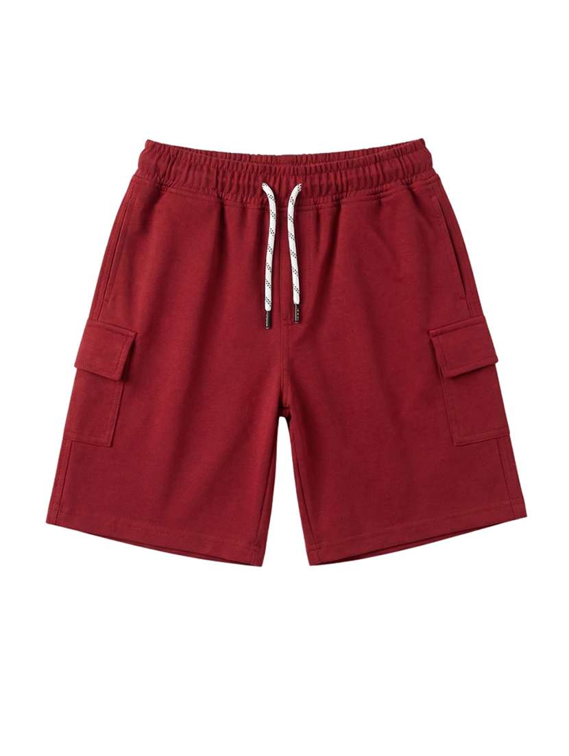 boys solid mid rise regular shorts