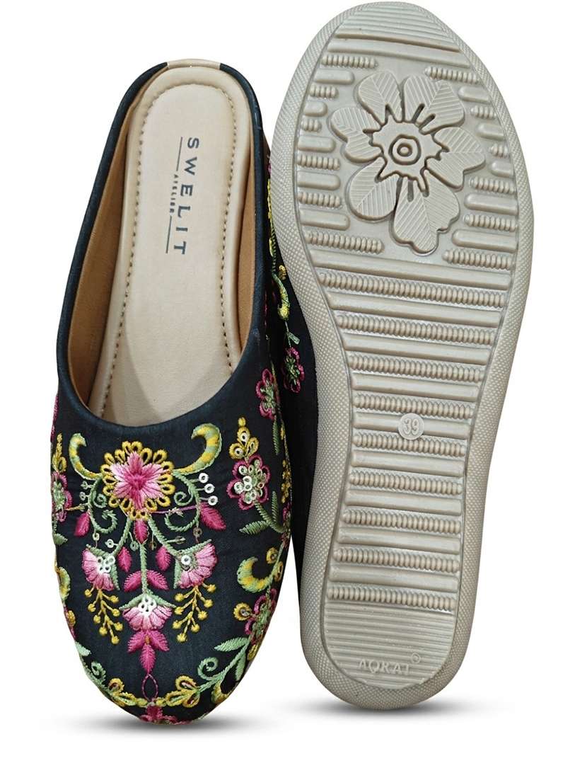 women floral embroidered slip on mules - 22499676 -  Standard Image - 3