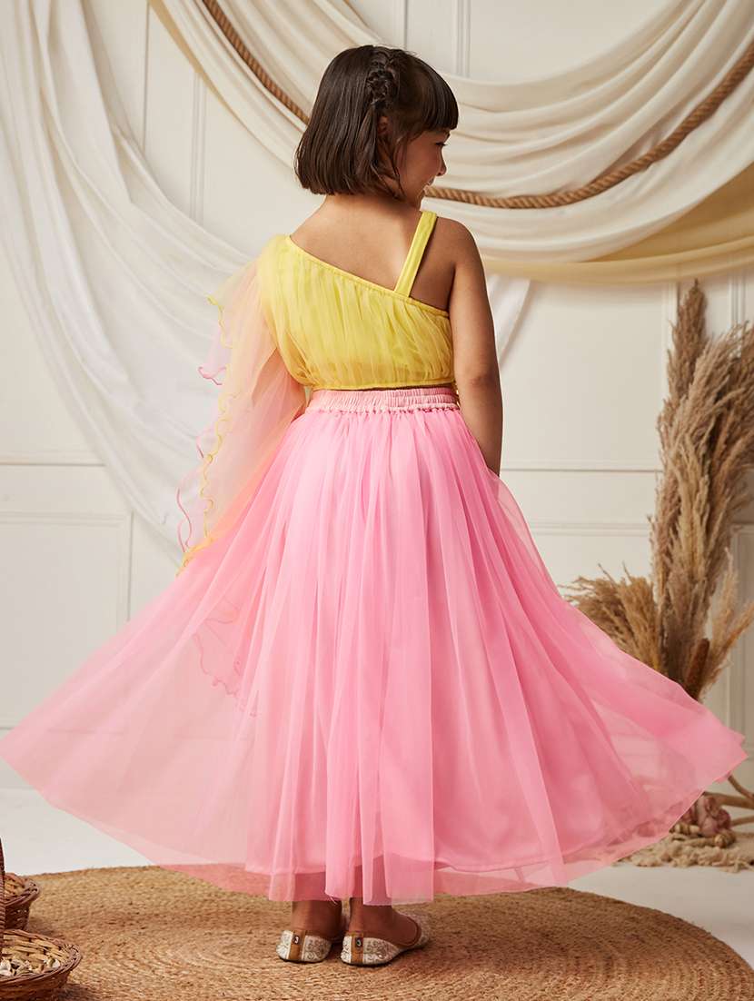 girls solid sleeveless lehenga choli set - 22499699 -  Standard Image - 3