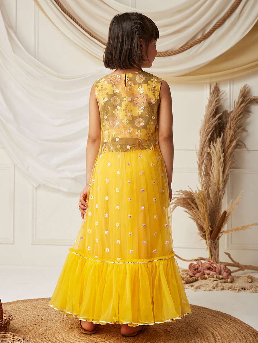girls solid sleeveless lehenga choli set - 22499700 -  Standard Image - 3