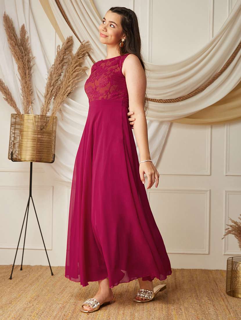 girls self design sleeveless fit and flare dress - 22499706 -  Standard Image - 5