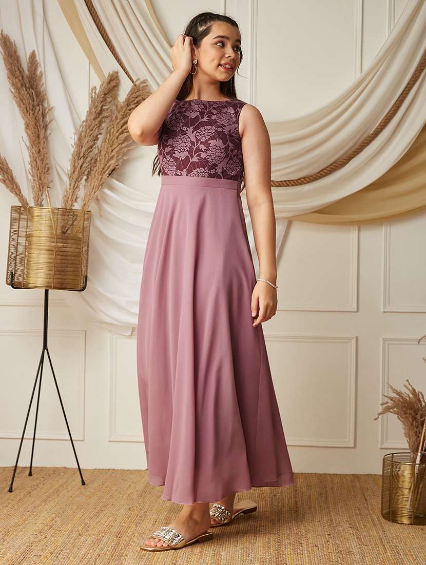 girls self design sleeveless fit and flare dress - 22499707 -  Standard Image - 3
