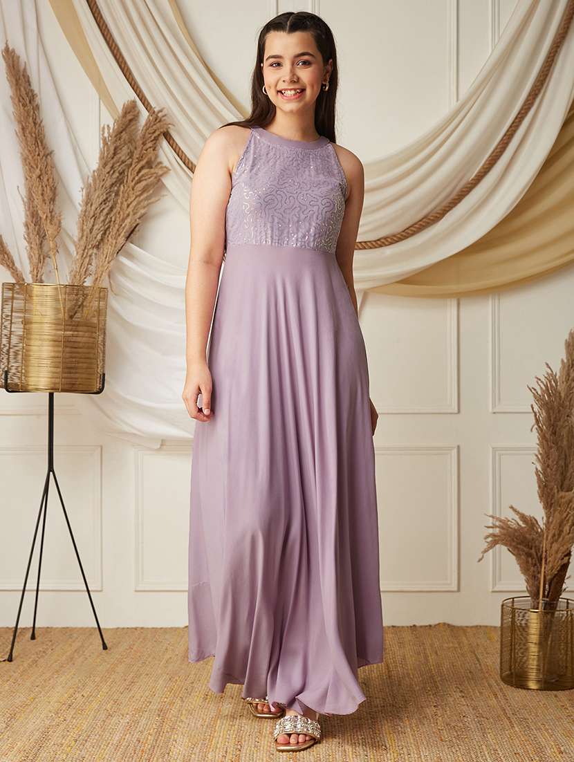 girls sequined sleeveless fit and flare dress