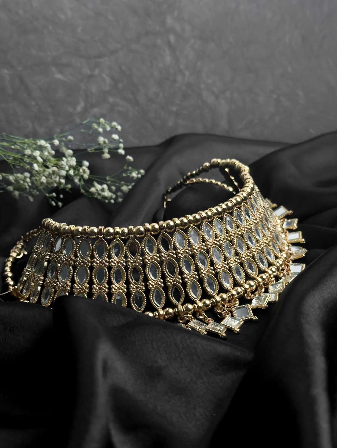  golden mirror beads choker necklace - 22499744 -  Standard Image - 3
