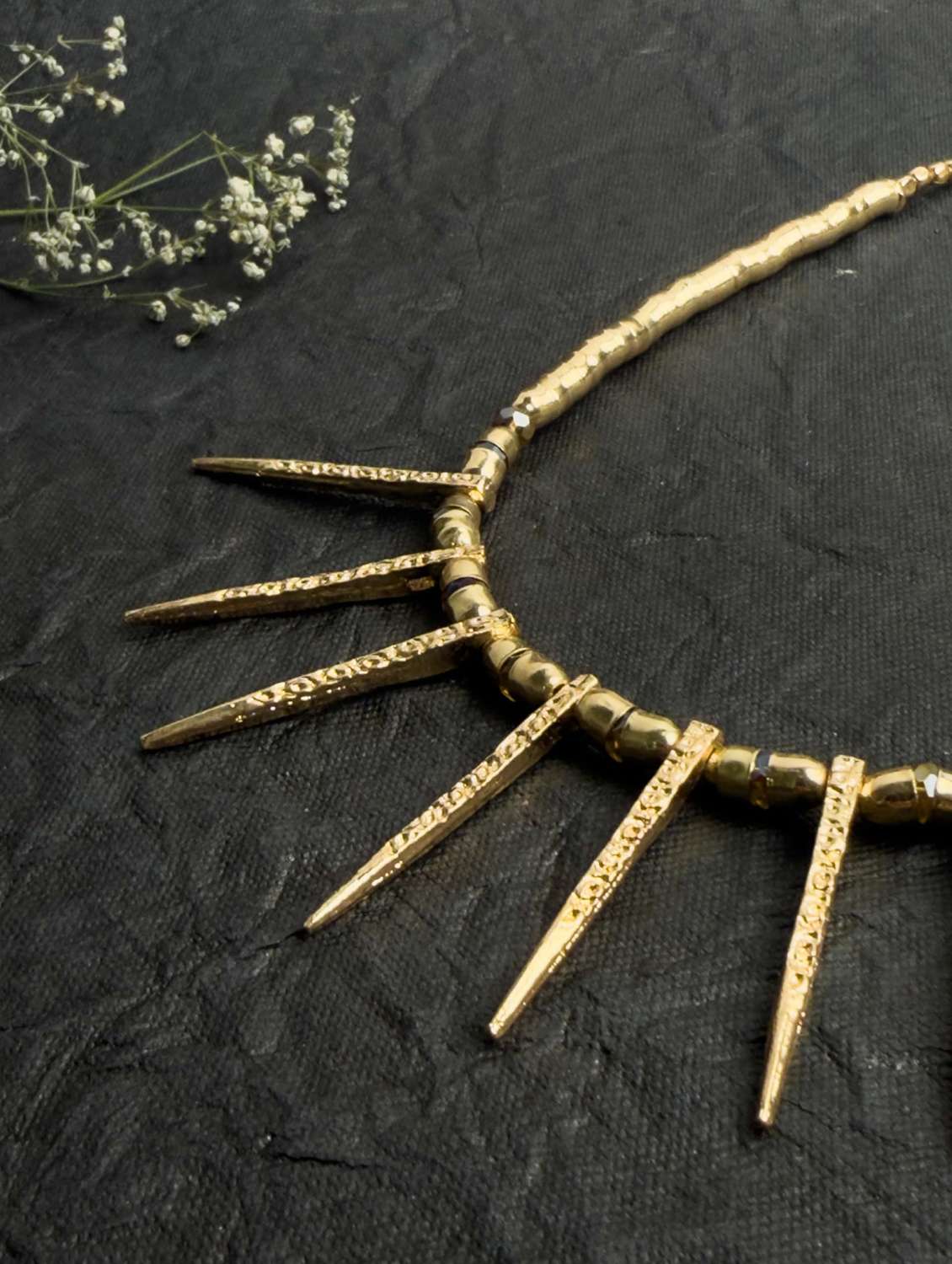 gold plated statement beaded spike necklace for women - 22499745 -  Standard Image - 3