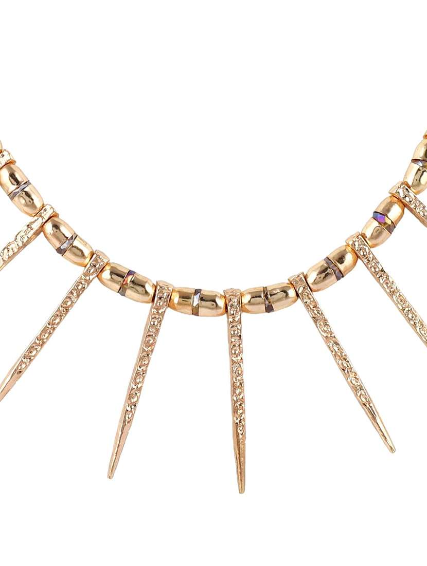 gold plated statement beaded spike necklace for women - 22499745 -  Standard Image - 5