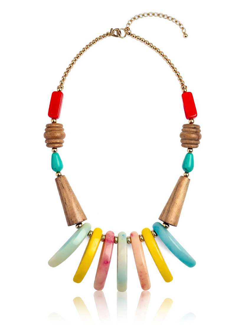 multicolor wood & resin beads necklace boho statement necklace - 22499752 -  Standard Image - 3