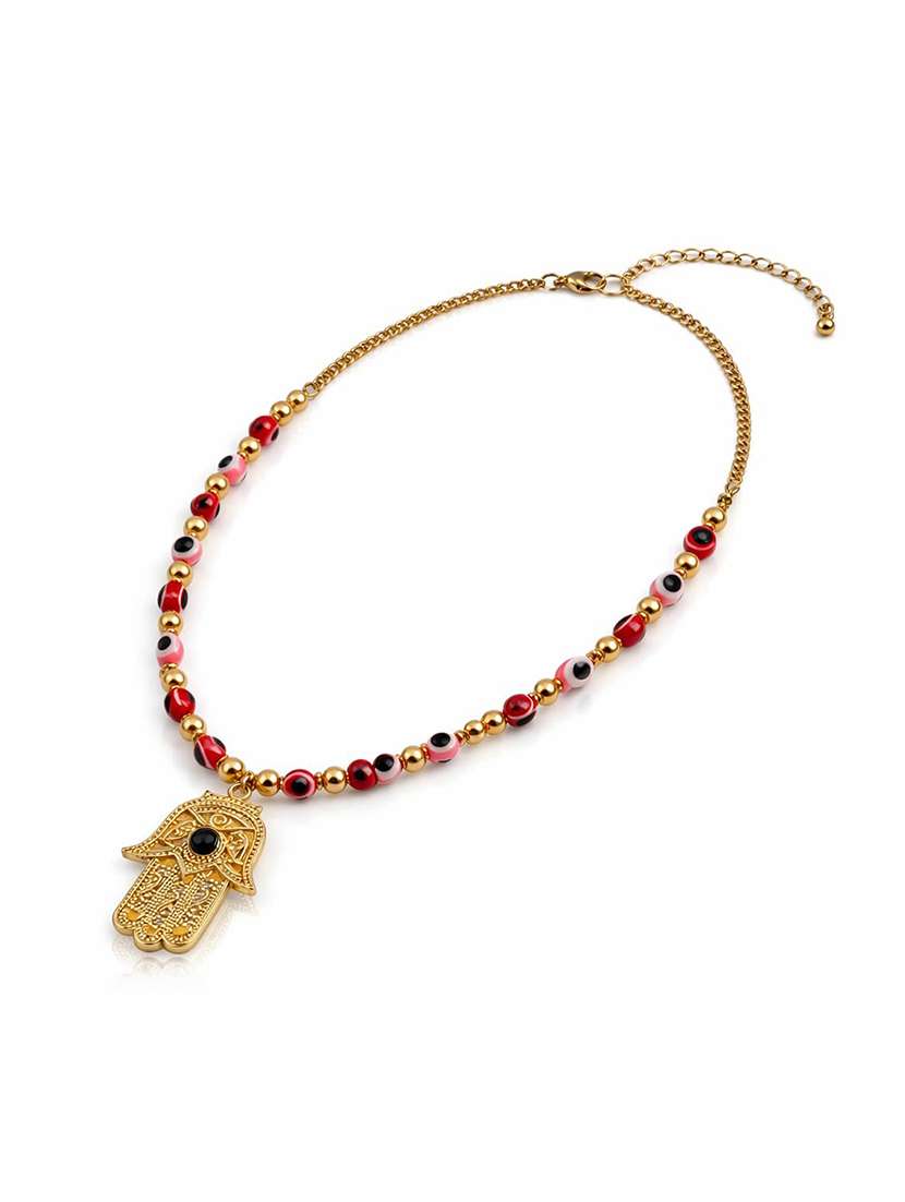 evil eye beads necklace with hamsa hand pendant for women - 22499754 -  Standard Image - 3