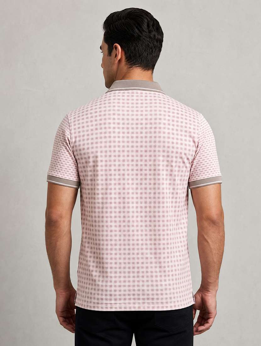 men checkered short sleeve regular fit polo t-shirt - 22499758 -  Standard Image - 3