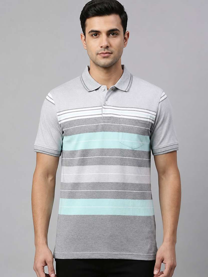 men striped short sleeve regular fit polo t-shirt