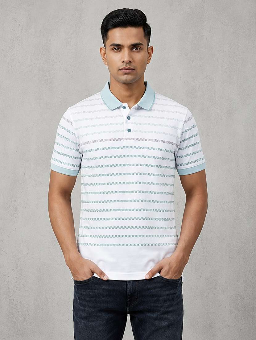 men striped short sleeve regular fit polo t-shirt