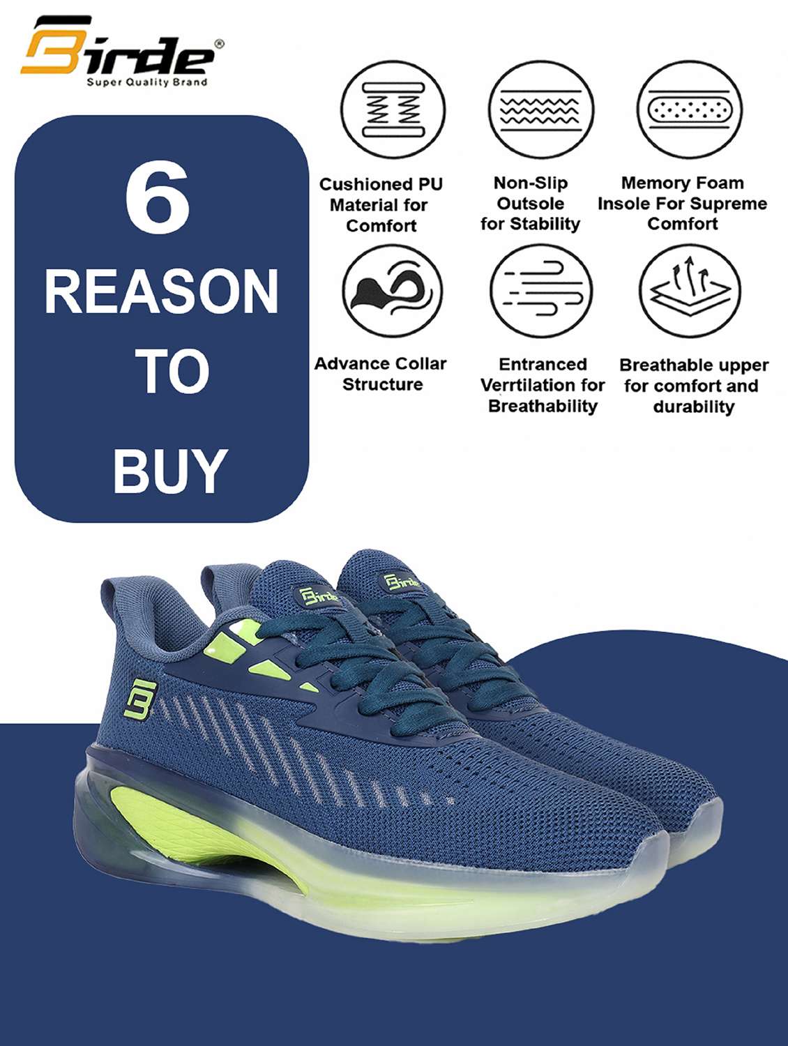 Men Blue Lace Up Sport Shoe - 22499767 -  Standard Image - 3