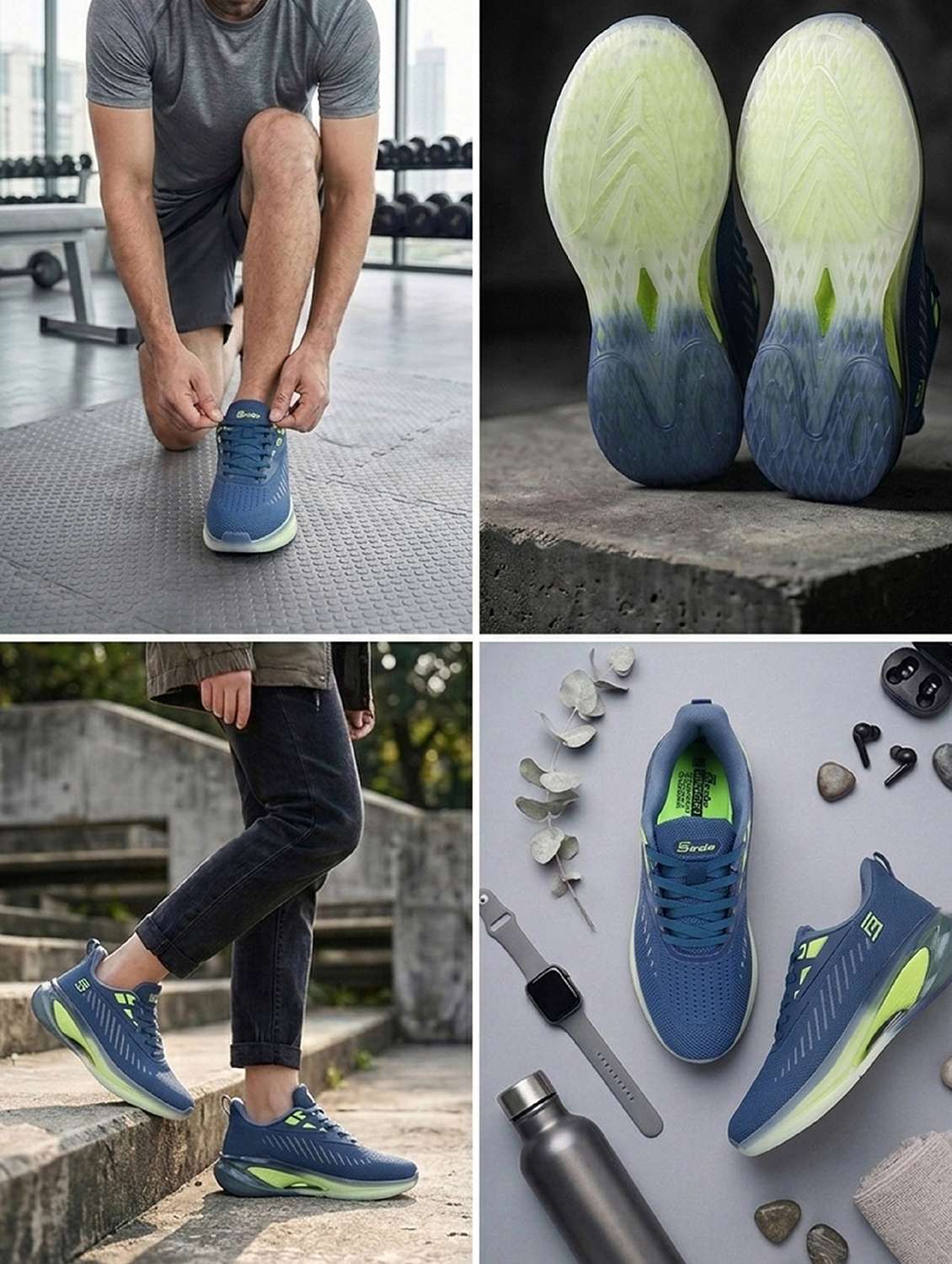 Men Blue Lace Up Sport Shoe - 22499767 -  Standard Image - 5