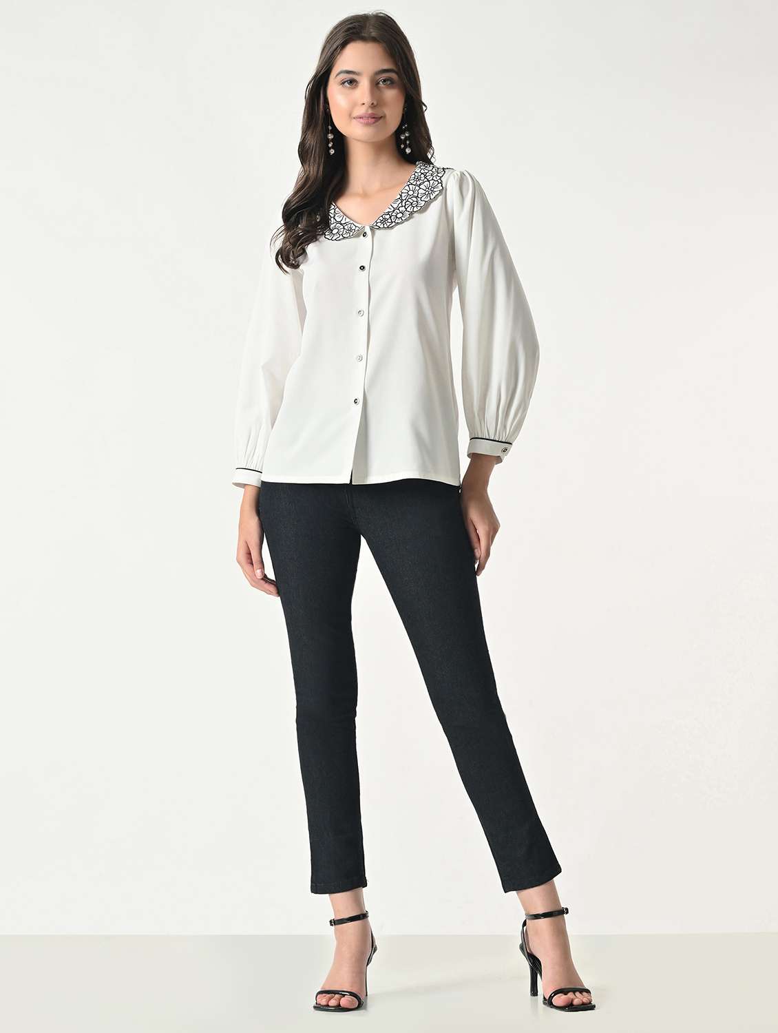 women embroidered peter pan collar shirt - 22499787 -  Standard Image - 5