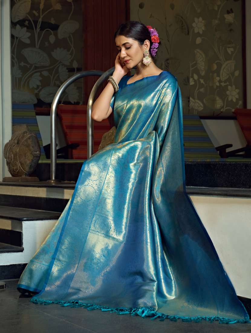 women self design kanjivaram saree with blouse - 22499789 -  Standard Image - 3