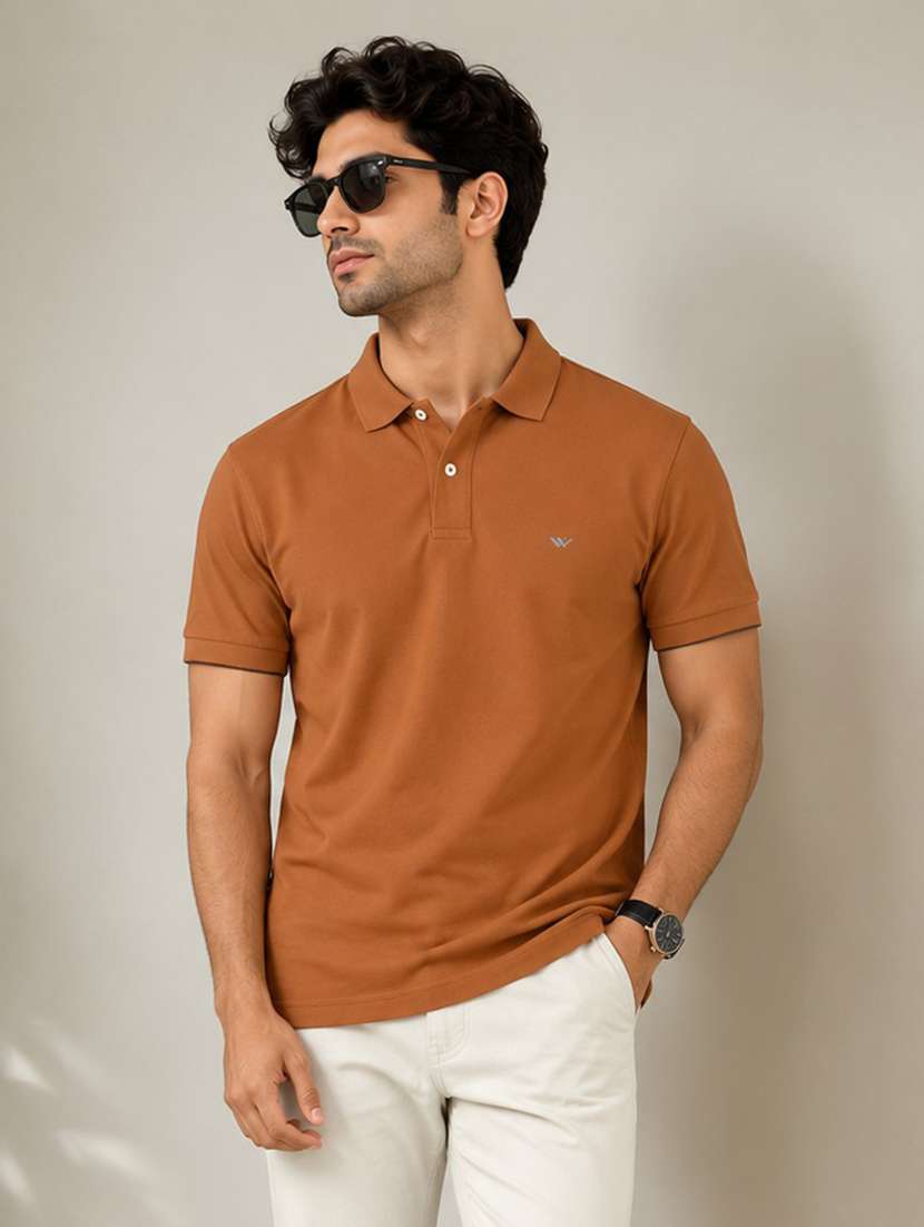 men solid short sleeve regular fit polo t-shirt