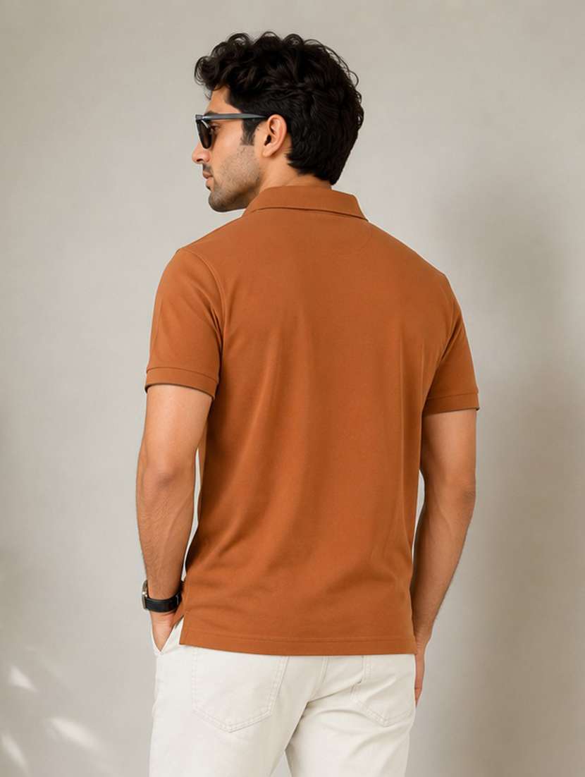Men Solid Short Sleeve Regular Fit Polo T-shirt - 22499884 -  Standard Image - 3