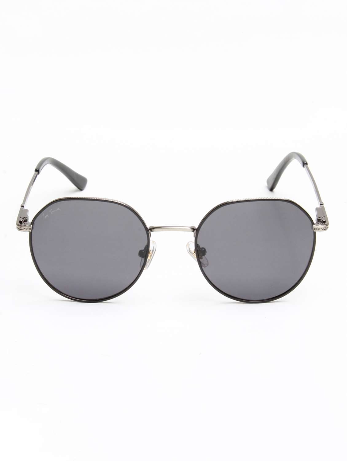 ted smith unisex black-silver geometric-round sunglasses with polarized lenses