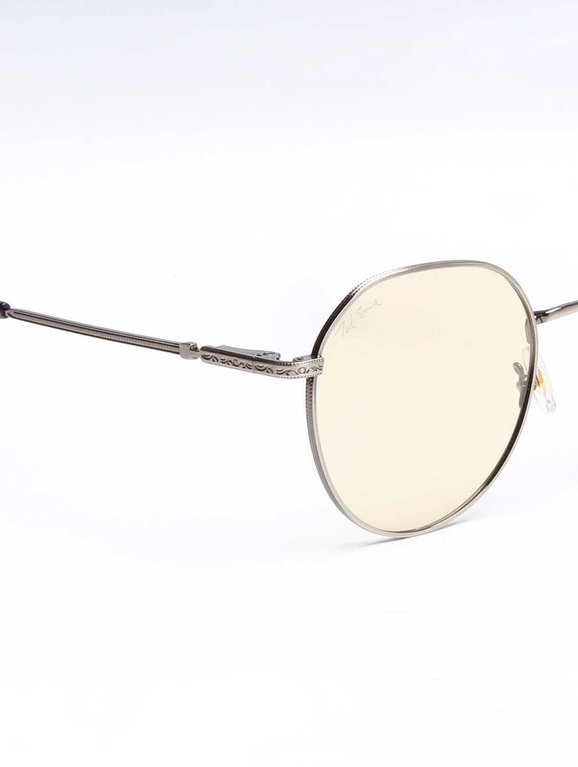 ted smith unisex brown lens & silver-toned round sunglasses with - 22499929 -  Standard Image - 5