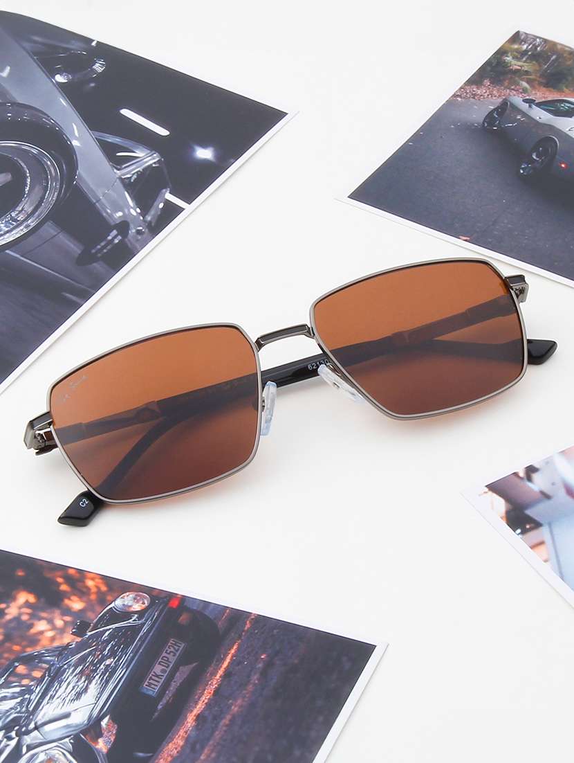 ted smith unisex aesthetic-bold gold-purple oval sunglasses with uv protected lens