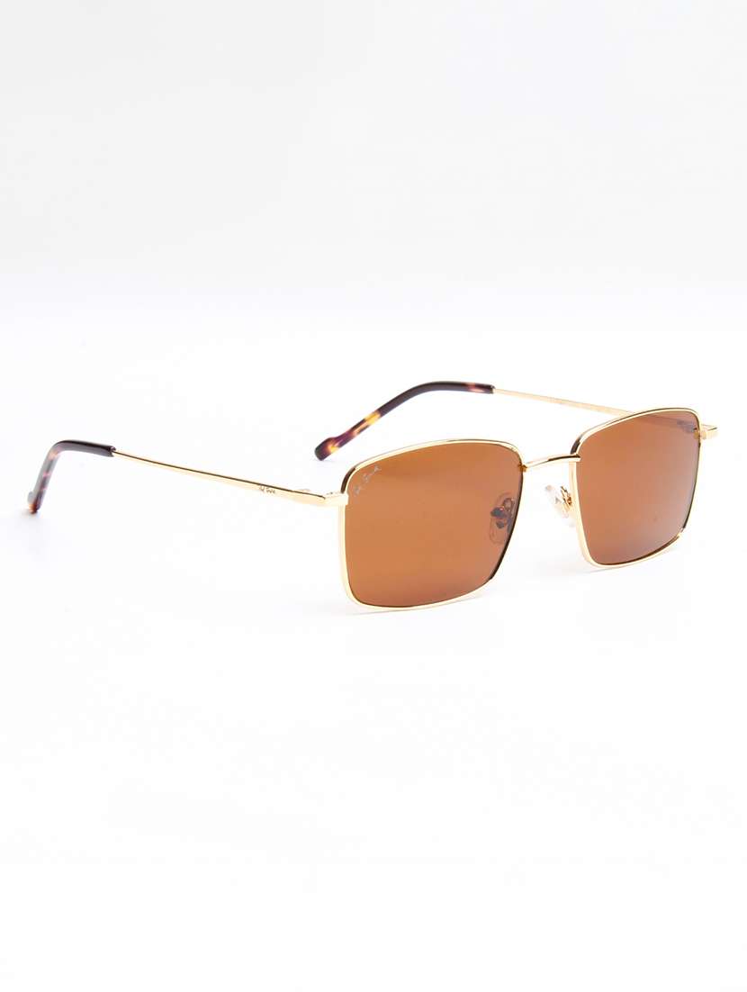 ted smith unisex brown lens & gold-toned rectangle sunglasses with - 22499950 -  Standard Image - 3