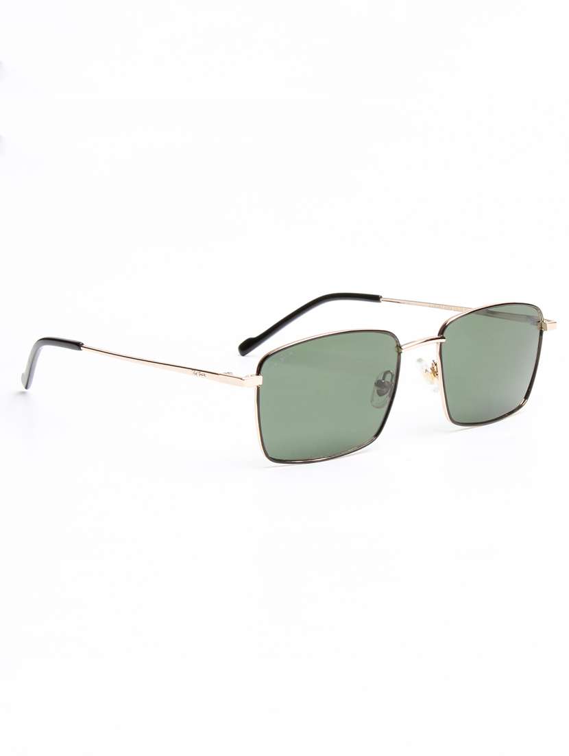 ted smith unisex green lens & gold-toned rectangle sunglasses with - 22499951 -  Standard Image - 3