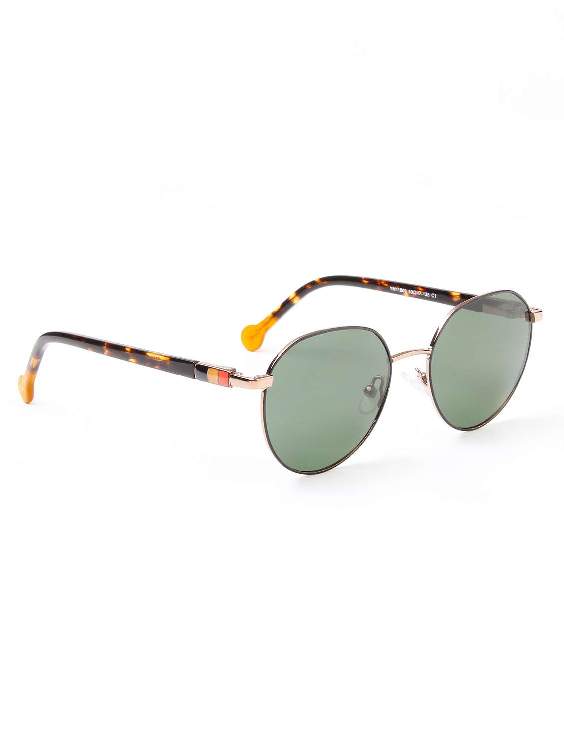 ted smith unisex round metal gold black-green sunglasses with polarized lenses - 22499976 -  Standard Image - 3