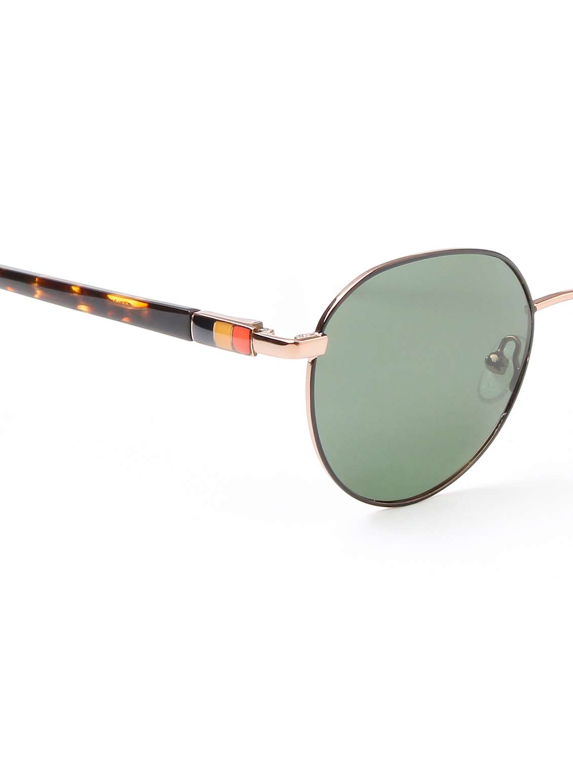ted smith unisex round metal gold black-green sunglasses with polarized lenses - 22499976 -  Standard Image - 5
