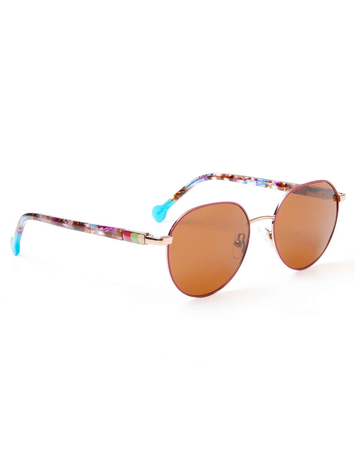 ted smith unisex round metal gold red-brown sunglasses with polarized lenses - 22499977 -  Standard Image - 3