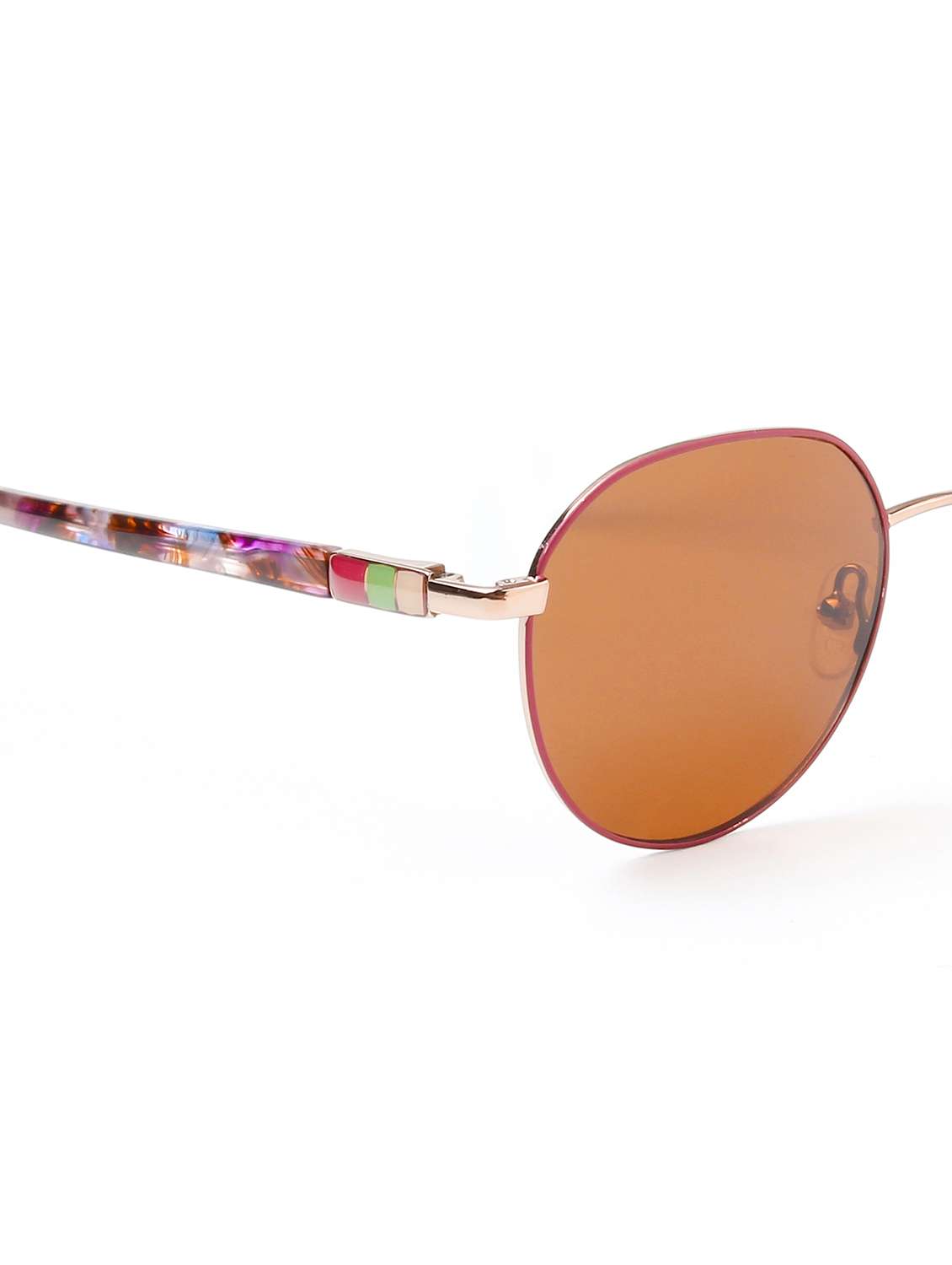 ted smith unisex round metal gold red-brown sunglasses with polarized lenses - 22499977 -  Standard Image - 5