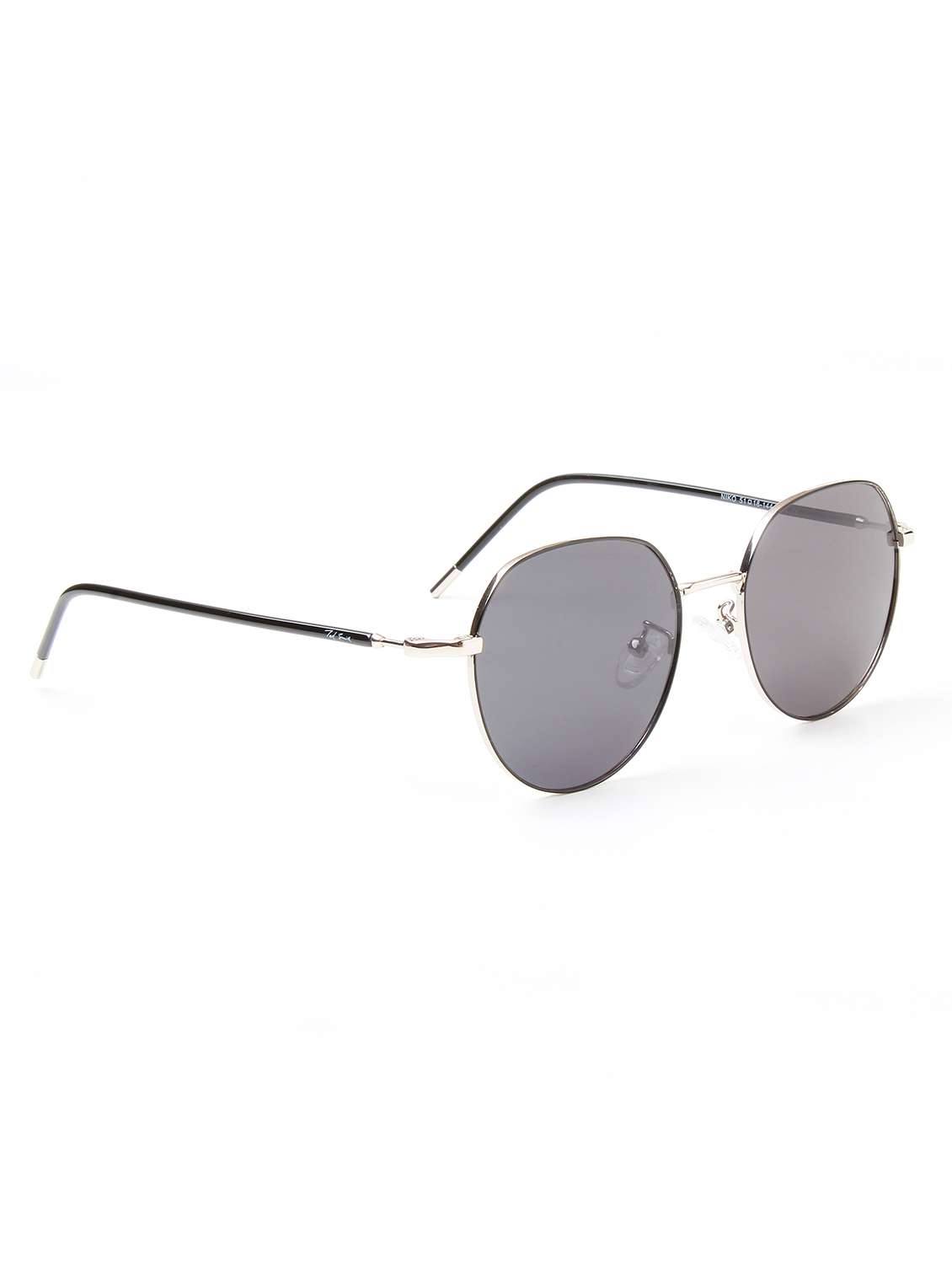 ted smith unisex round metal silver-black sunglasses with polarized lenses - 22499987 -  Standard Image - 3