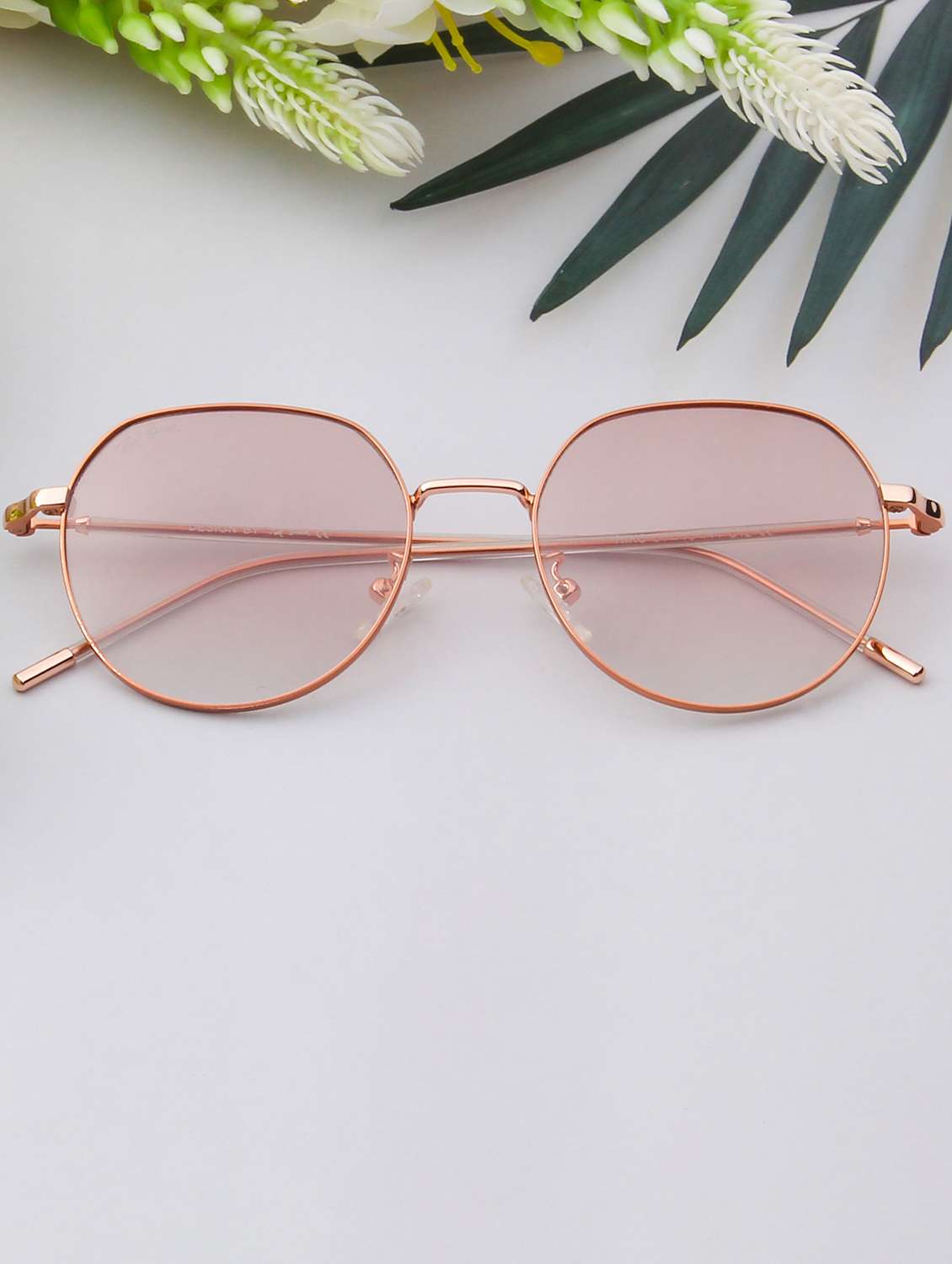 ted smith unisex round metal gold-brown graded sunglasses with polarized lenses