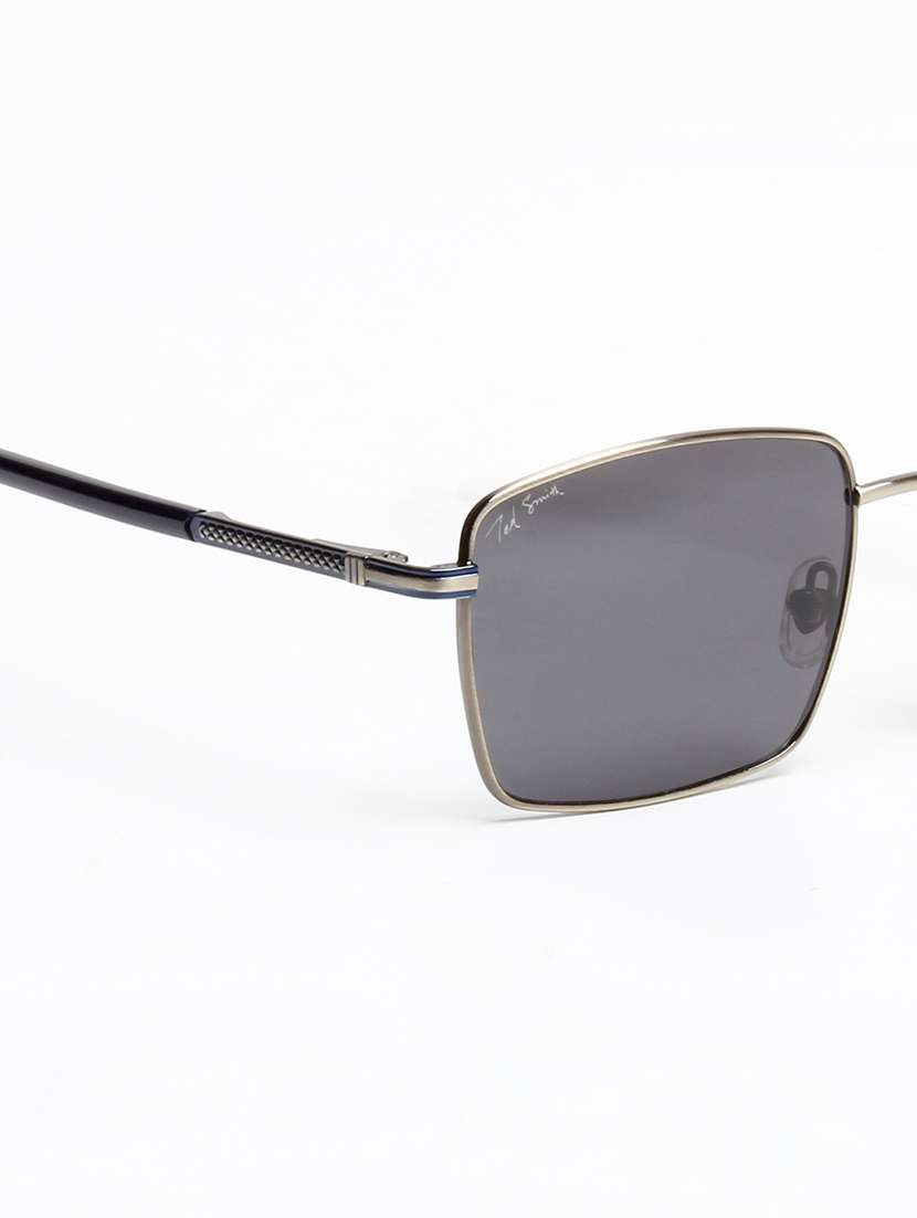 ted smith unisex black lens & silver-toned rectangle sunglasses with - 22500010 -  Standard Image - 5