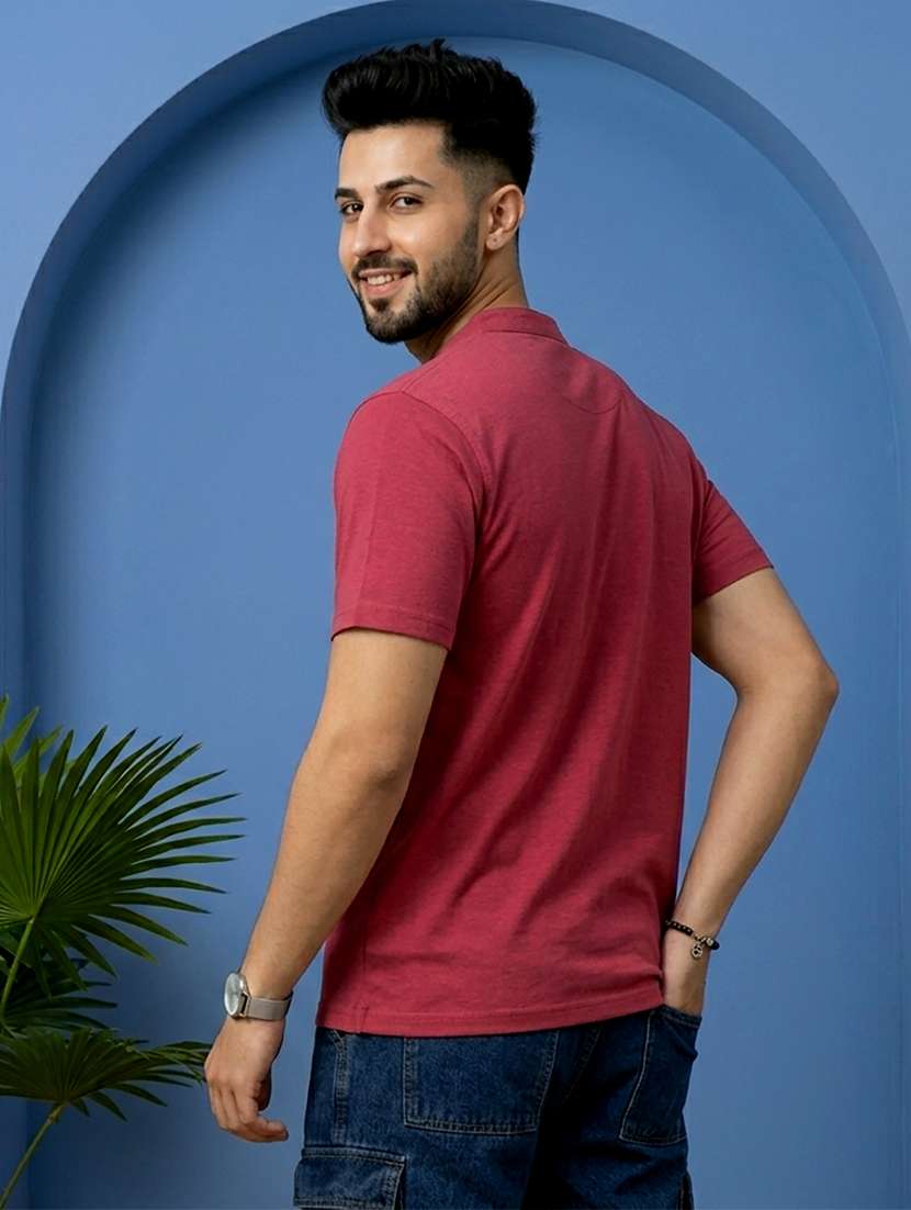 Men Solid Short Sleeve Regular Fit T-shirt - 22500029 -  Standard Image - 3