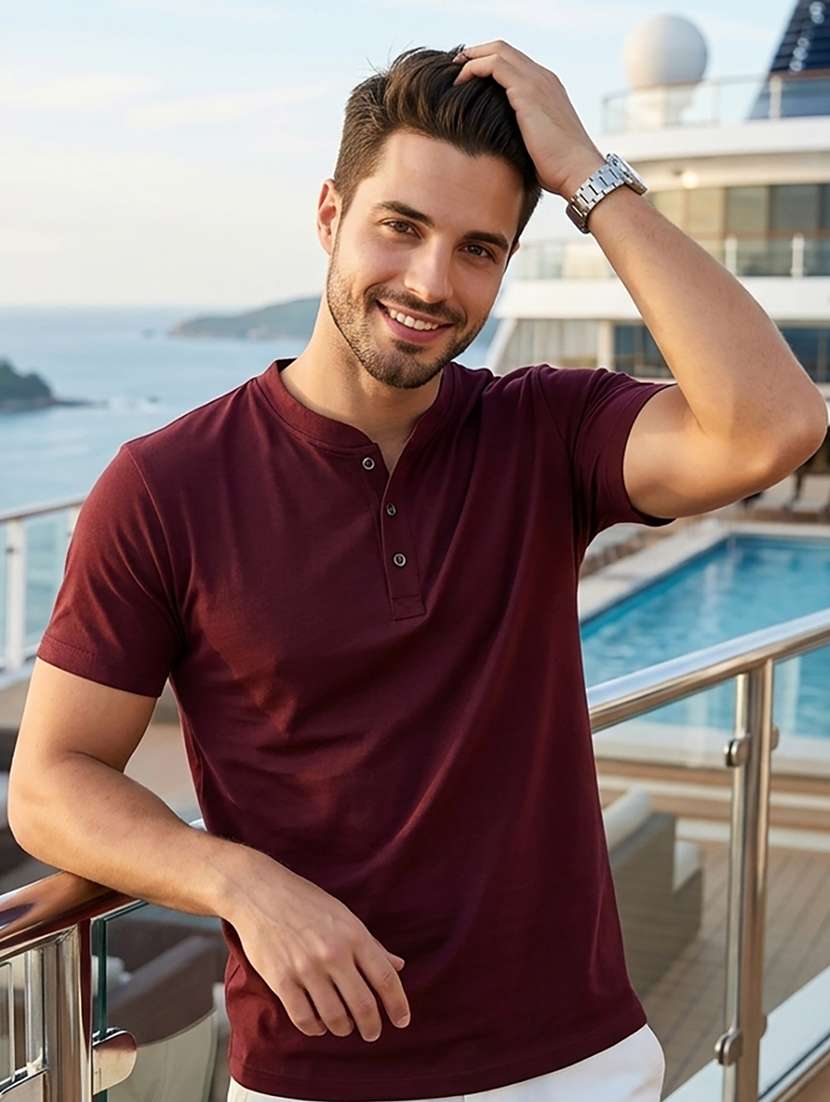 men solid short sleeve regular fit t-shirt