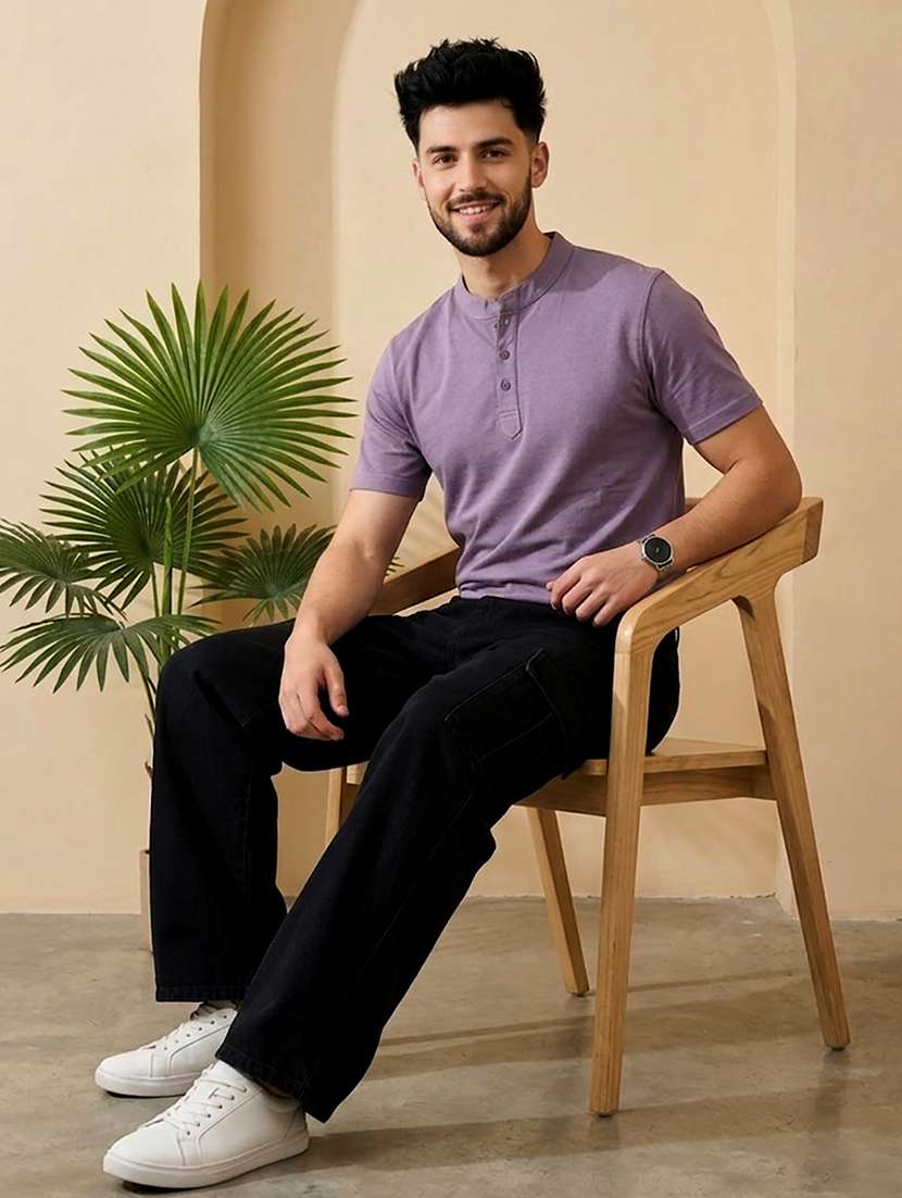 men solid short sleeve regular fit t-shirt - 22500053 -  Standard Image - 3