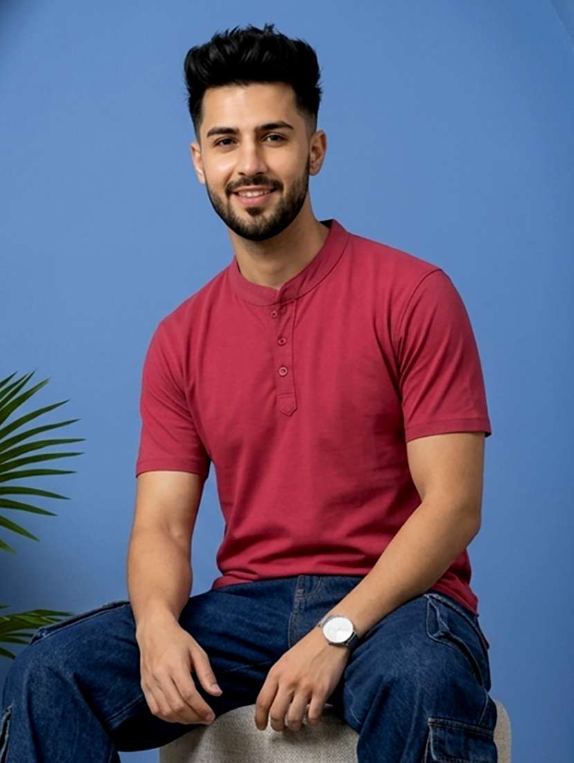 men solid short sleeve regular fit t-shirt