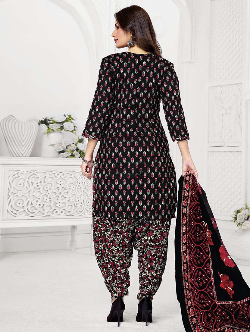 women printed three quarter sleeve kurta patiala with dupatta set - 22500090 -  Standard Image - 3