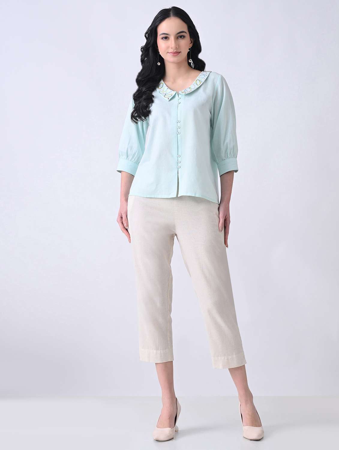 women solid mid rise tapered pant - 22500104 -  Standard Image - 5