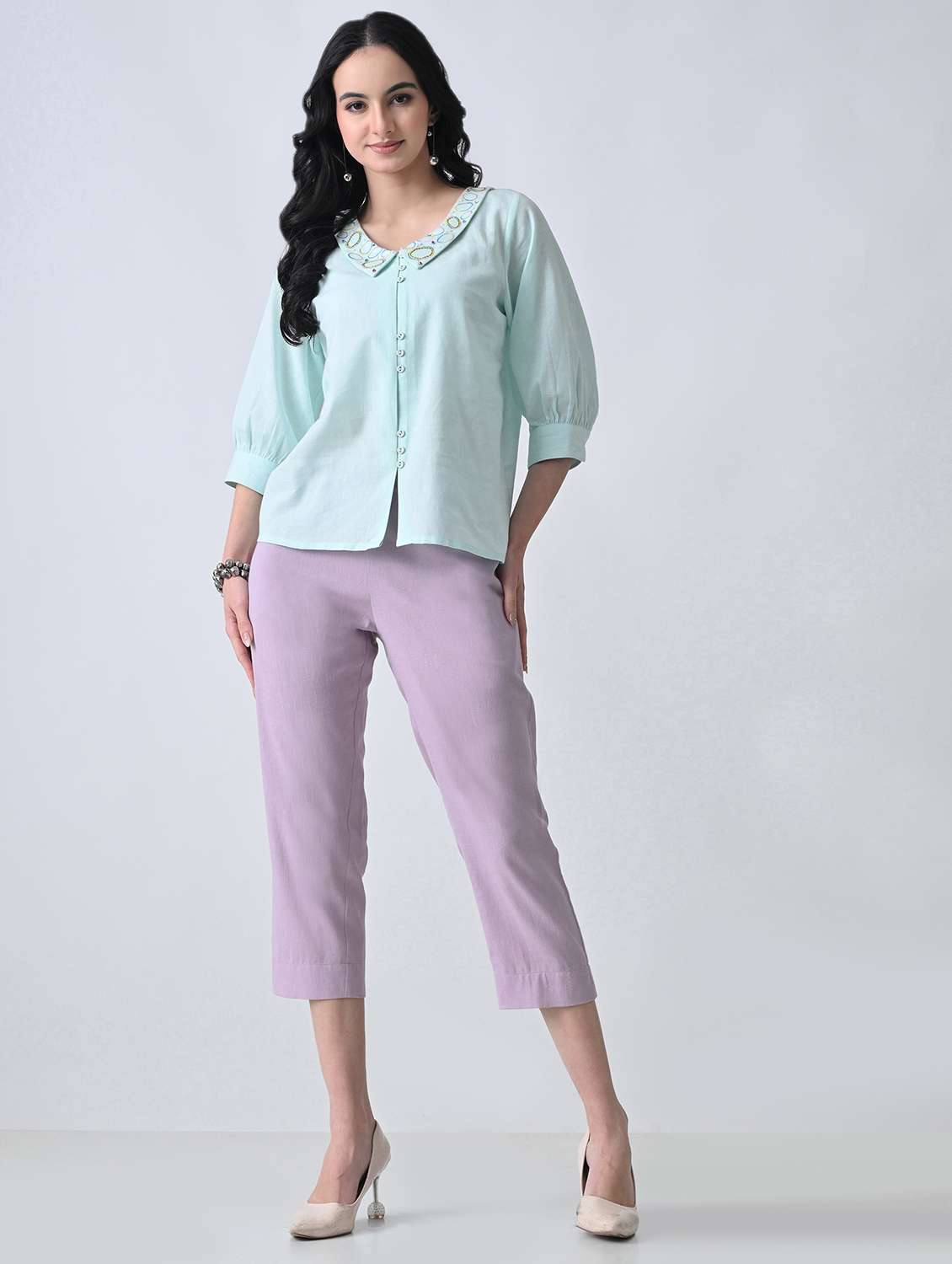 Women Solid Mid Rise Tapered Pant - 22500109 -  Standard Image - 5