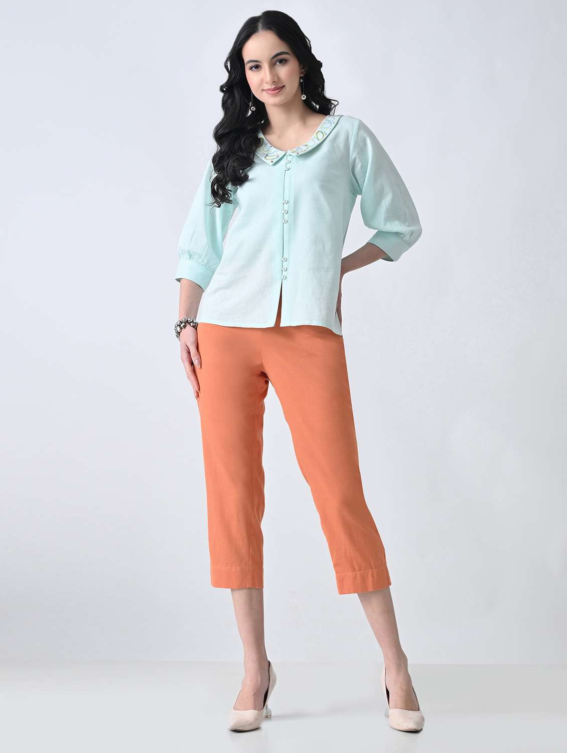 Women Solid Mid Rise Tapered Pant - 22500110 -  Standard Image - 5