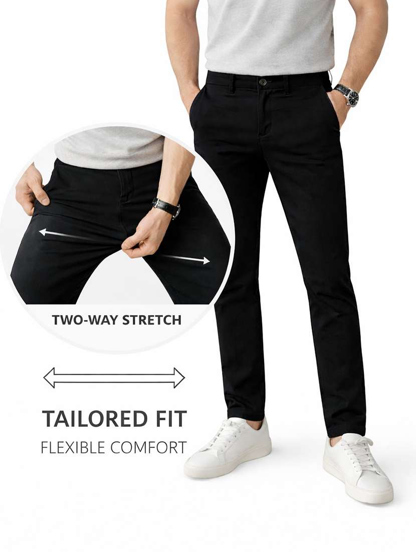 men solid mid rise chinos casual trouser - 22500188 -  Standard Image - 5