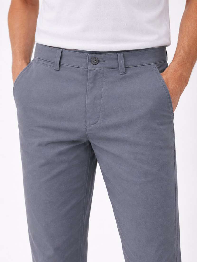 men solid mid rise chinos casual trouser - 22500189 -  Standard Image - 3