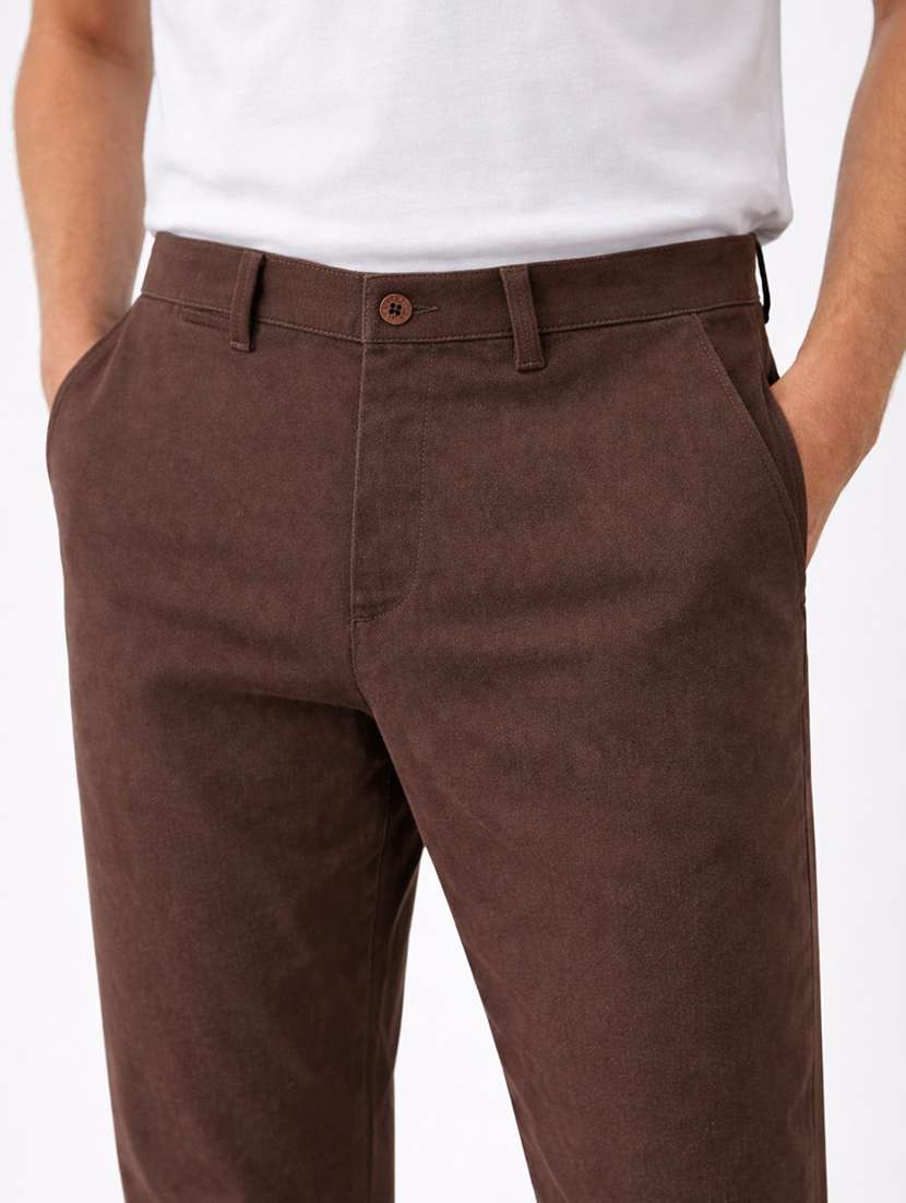 men solid mid rise chinos casual trouser - 22500190 -  Standard Image - 3